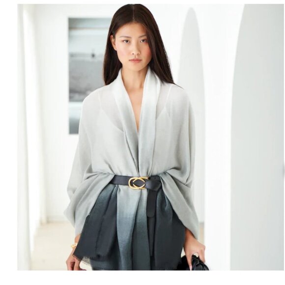CUSHNIE Carly Grey Horizon Ombre Oversized Scarf - Picture 1 of 4